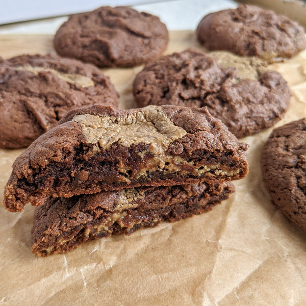Chocolate Protein Cookies Stuffed with Caramel Cashew Butter Recipe